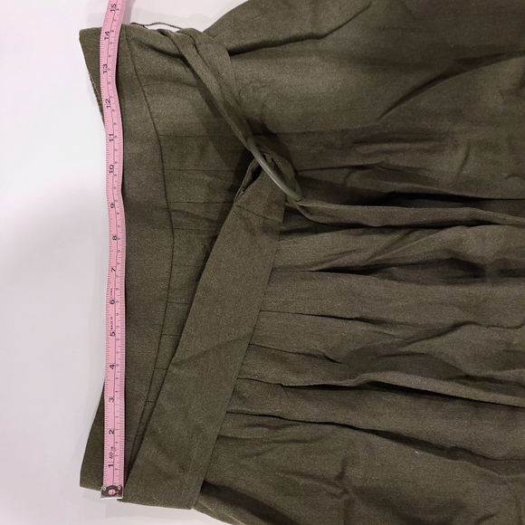 Talbots Vintage olive wool pleated skirt Sz 12 W - Picture 9 of 9